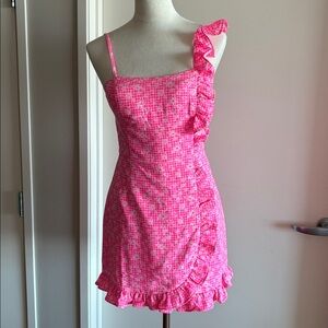 Lilly Pulitzer Sleeveless ‘Maetha’ Floral Ruffle Romper - Size 0 Pink White